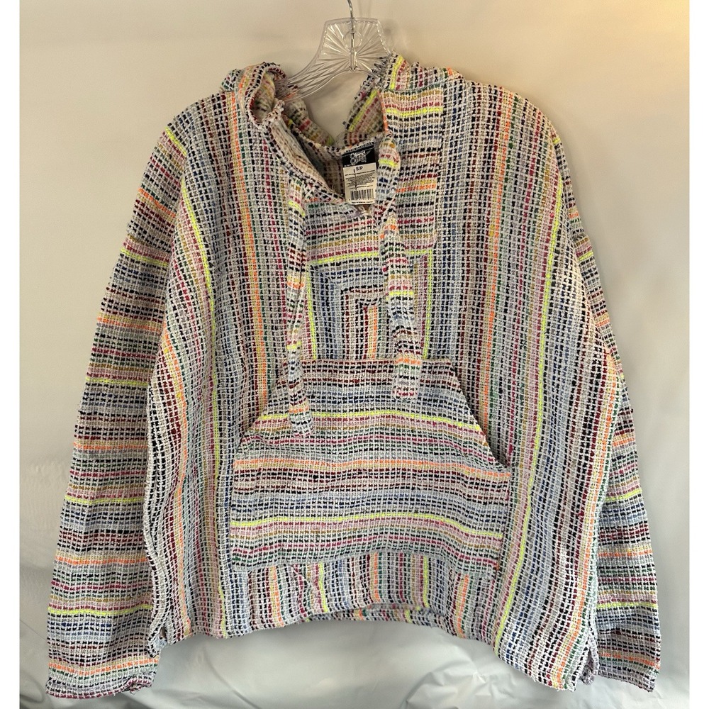 Oland Mexican Baja‎ Hoodie rainbow colors Small